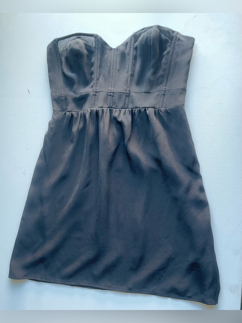 Twelfth Street by Cynthia Vincent Black Corseted Silk Strapless Mini Dress
